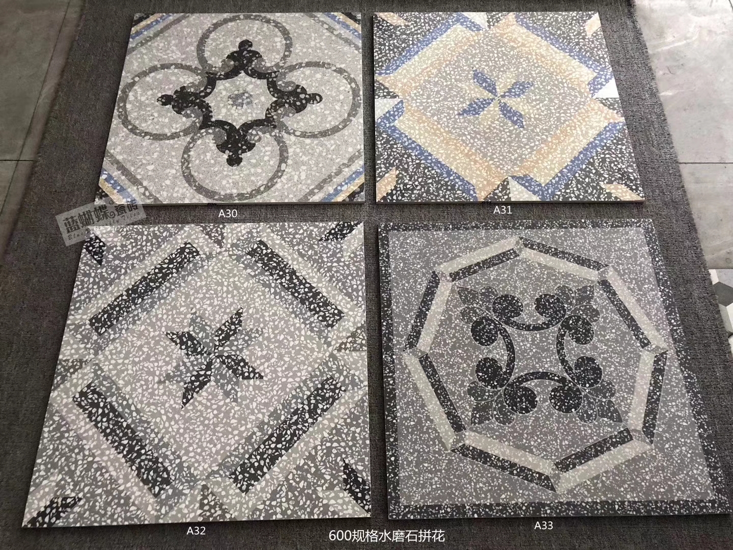 藍蝴蝶,水磨石拼花600X600防滑藝術瓷磚,香港瓷磚建材網購批發,佛山大陸瓷磚直銷,金銀倉網購建材運輸,淘寶瓷磚集運,最新瓷磚產品直銷,水磨石米瓷磚,深圳瓷磚城,香港旺角瓷磚熱銷,