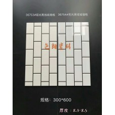 白底黑線城墻格瓷磚-啞光亮光兩種風格-廚房裝修廚房瓷磚適合使用-36753和36754