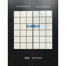廚房墻身磚廚房瓷磚-白底黑線18格-啞光183和亮光184-簡約大方風格